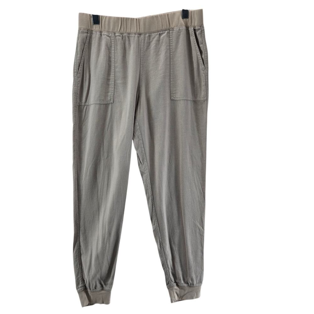 Faherty Arlie Day Jogger Pants Womens Medium Gray Beige Linen Blend High Rise